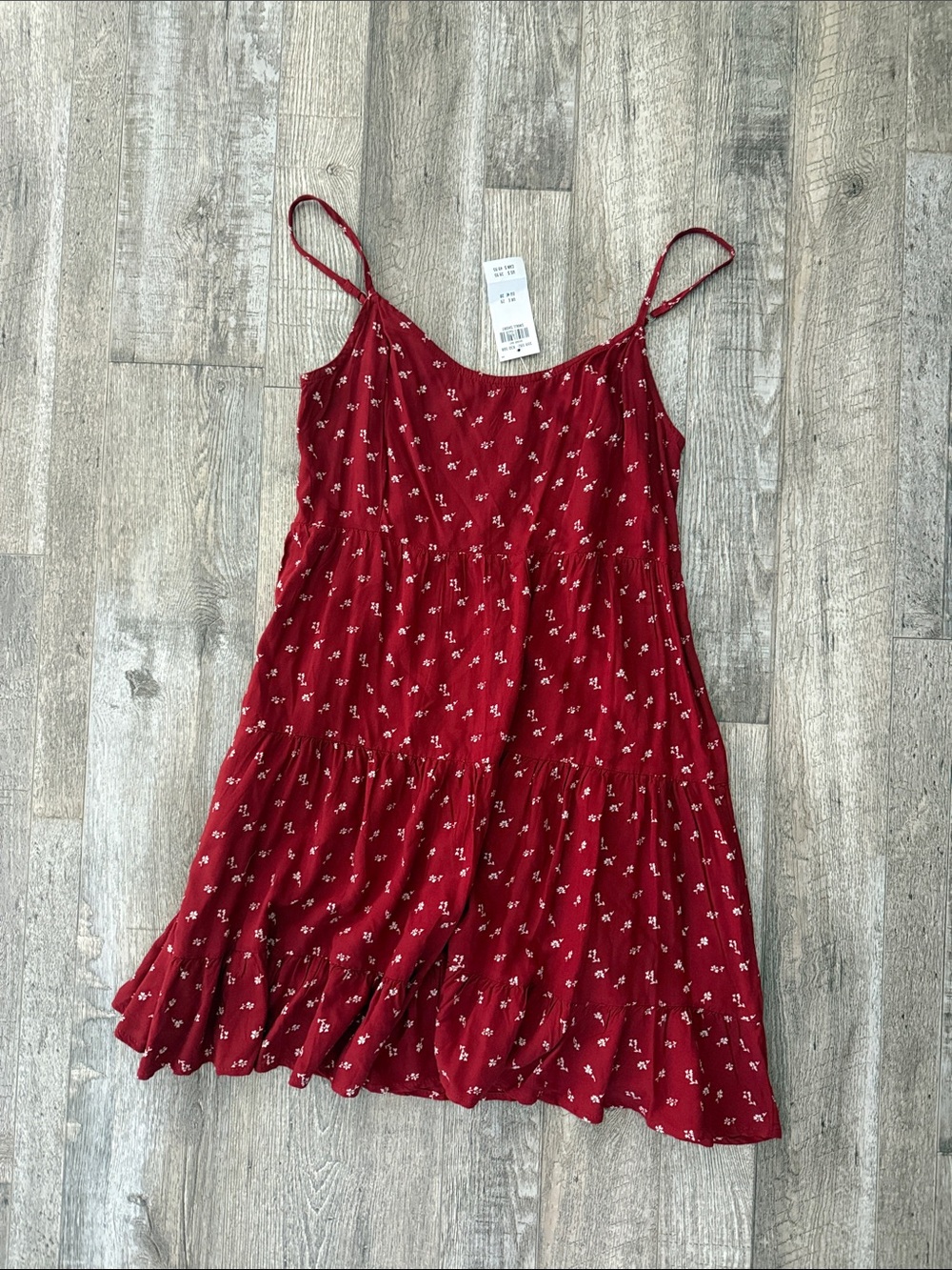 Hollister Red Floral Tiered Sundress with Spaghetti Straps
